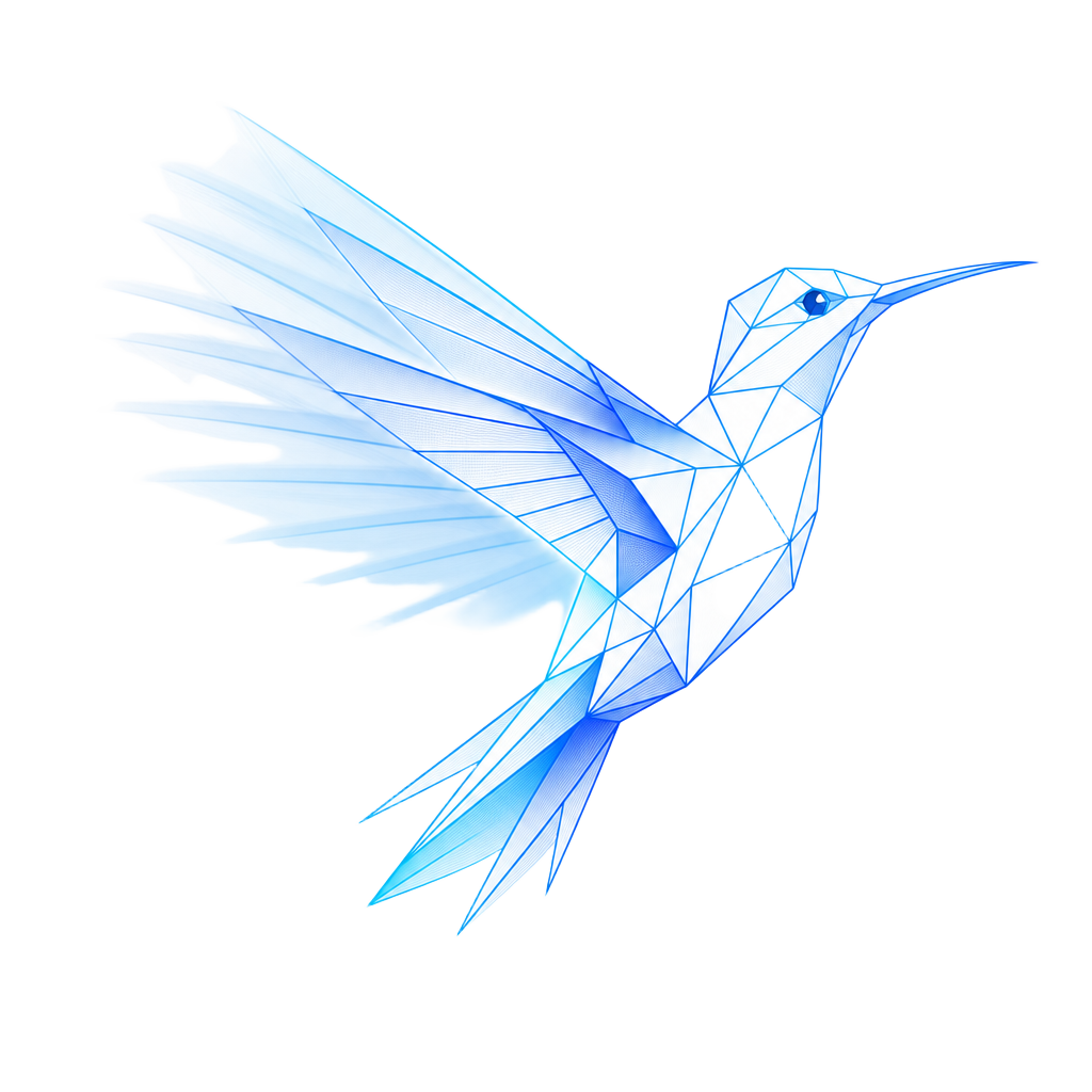 Abstract geometric hummingbird — Liamtrade signature mark